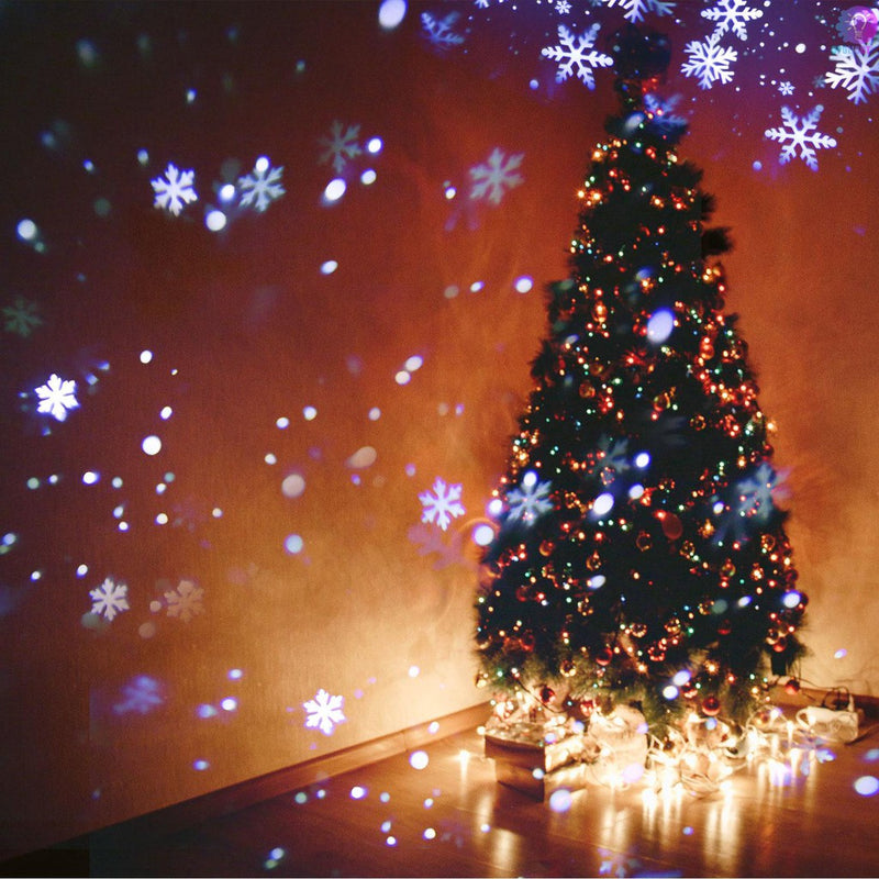 Projetor de Luzes Led com Desenhos de Natal e Flocos de Neve